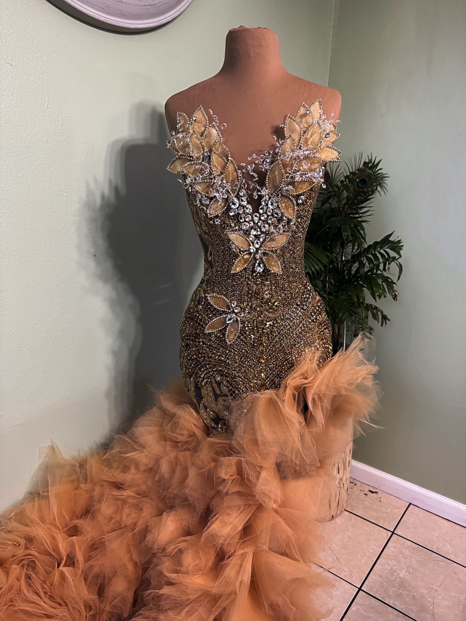 Gold corset dress,