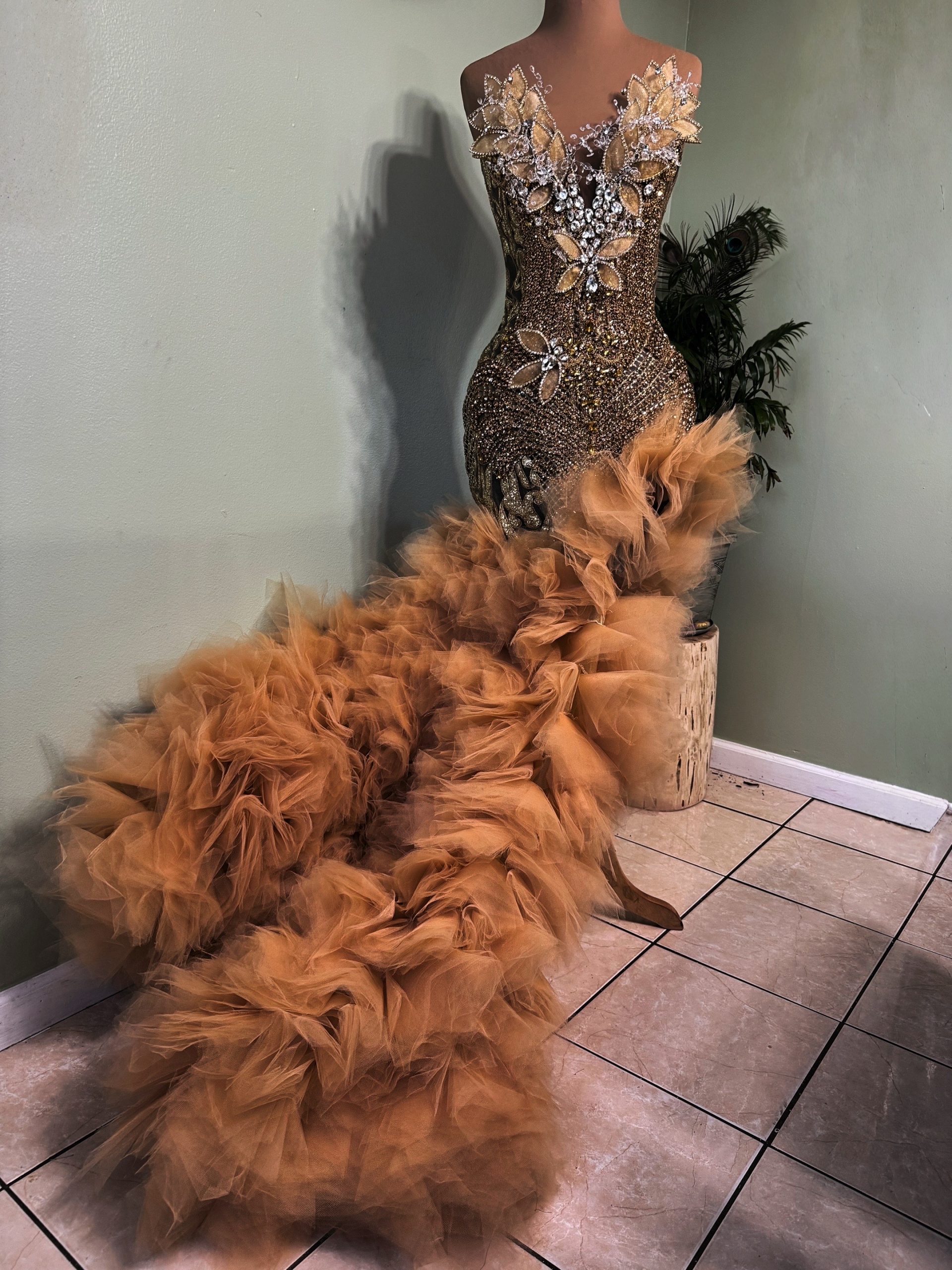 gold corset dress