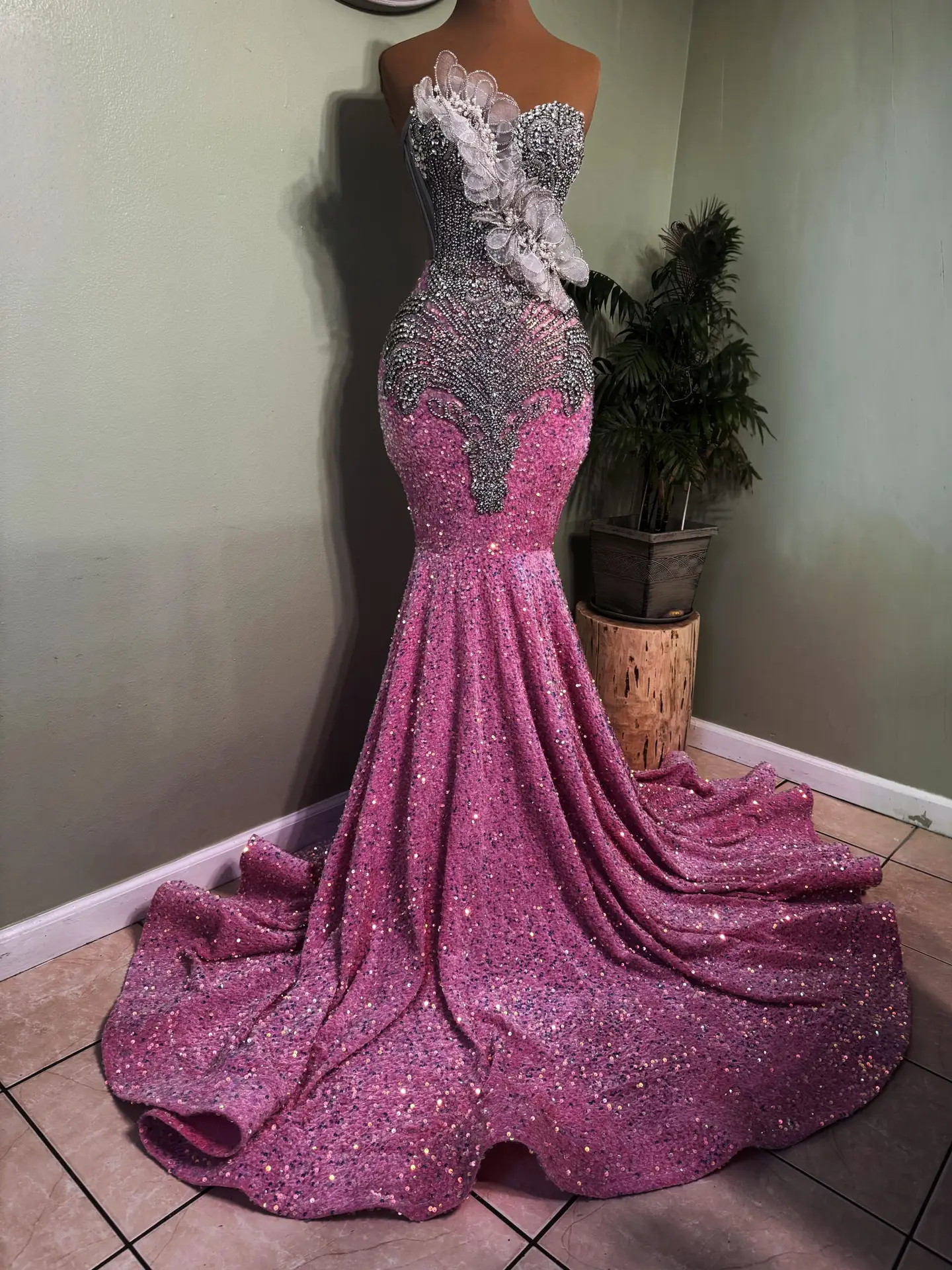 Silver Rhinestone Corset Dress