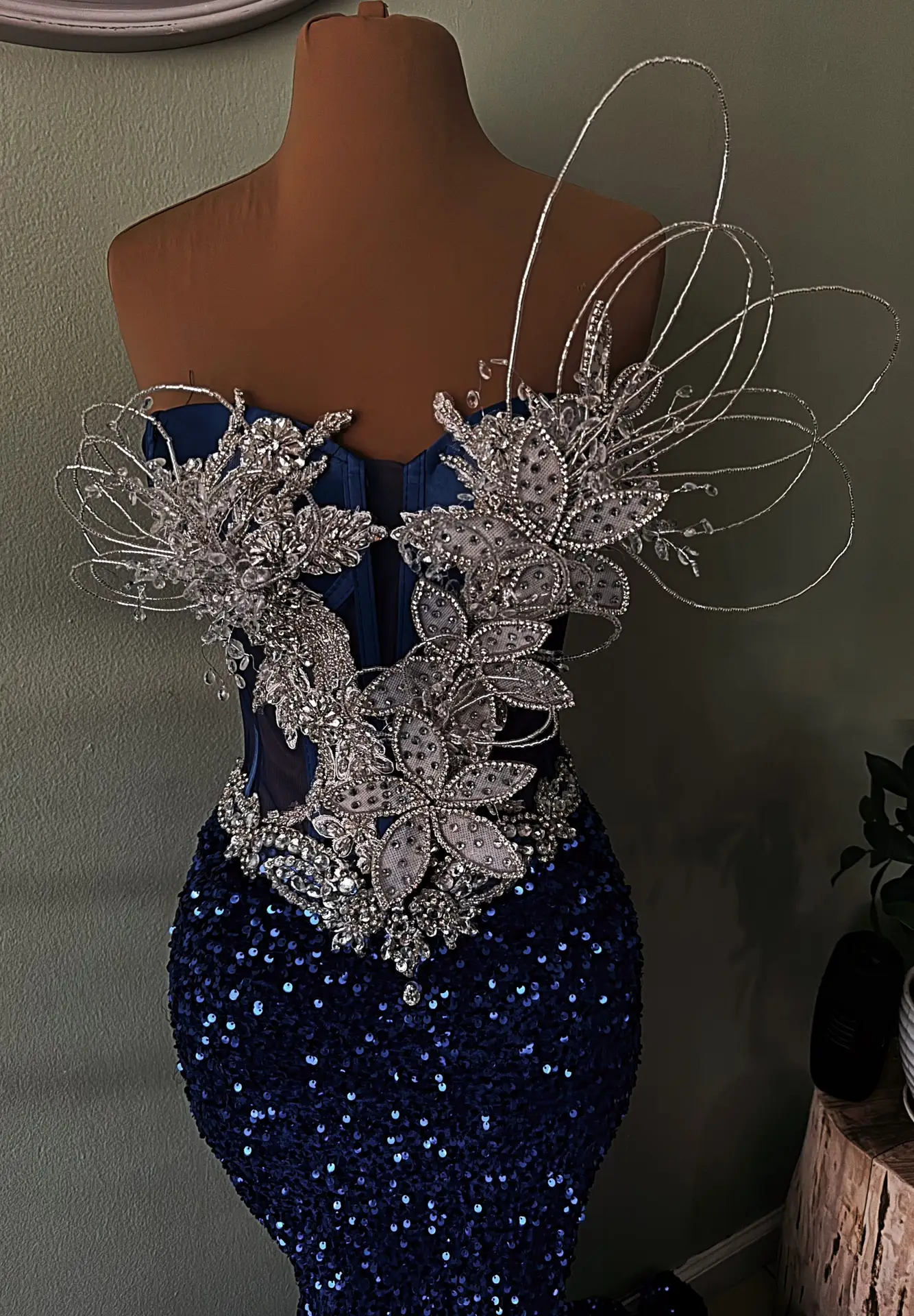 BLUE AND SILVER MERMAID CORSET DRESS - Image 5