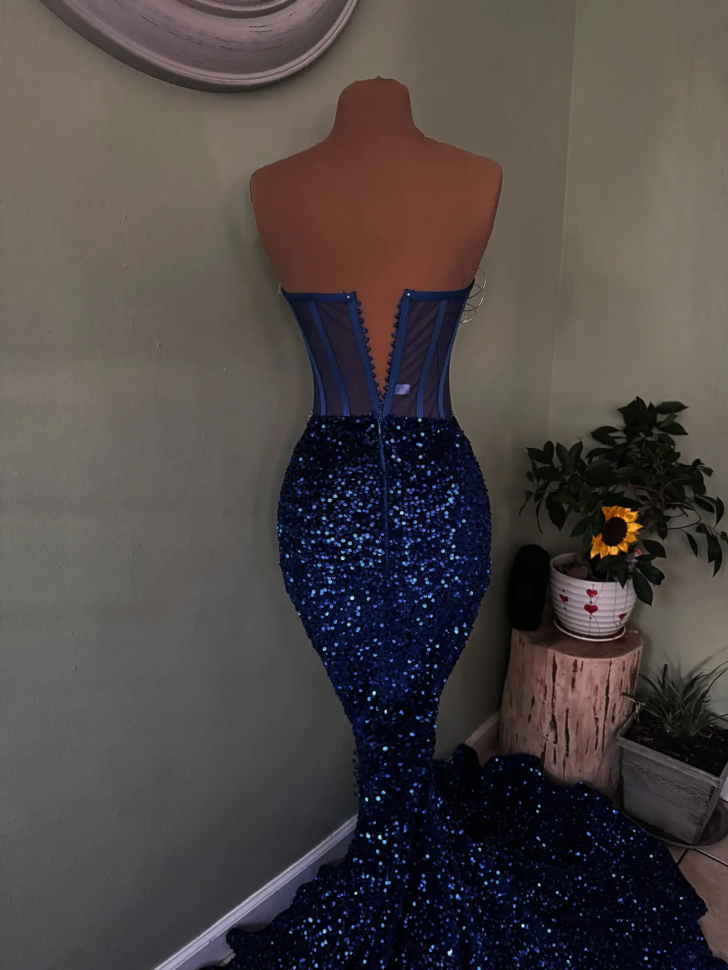 BLUE AND SILVER MERMAID CORSET DRESS - Image 4