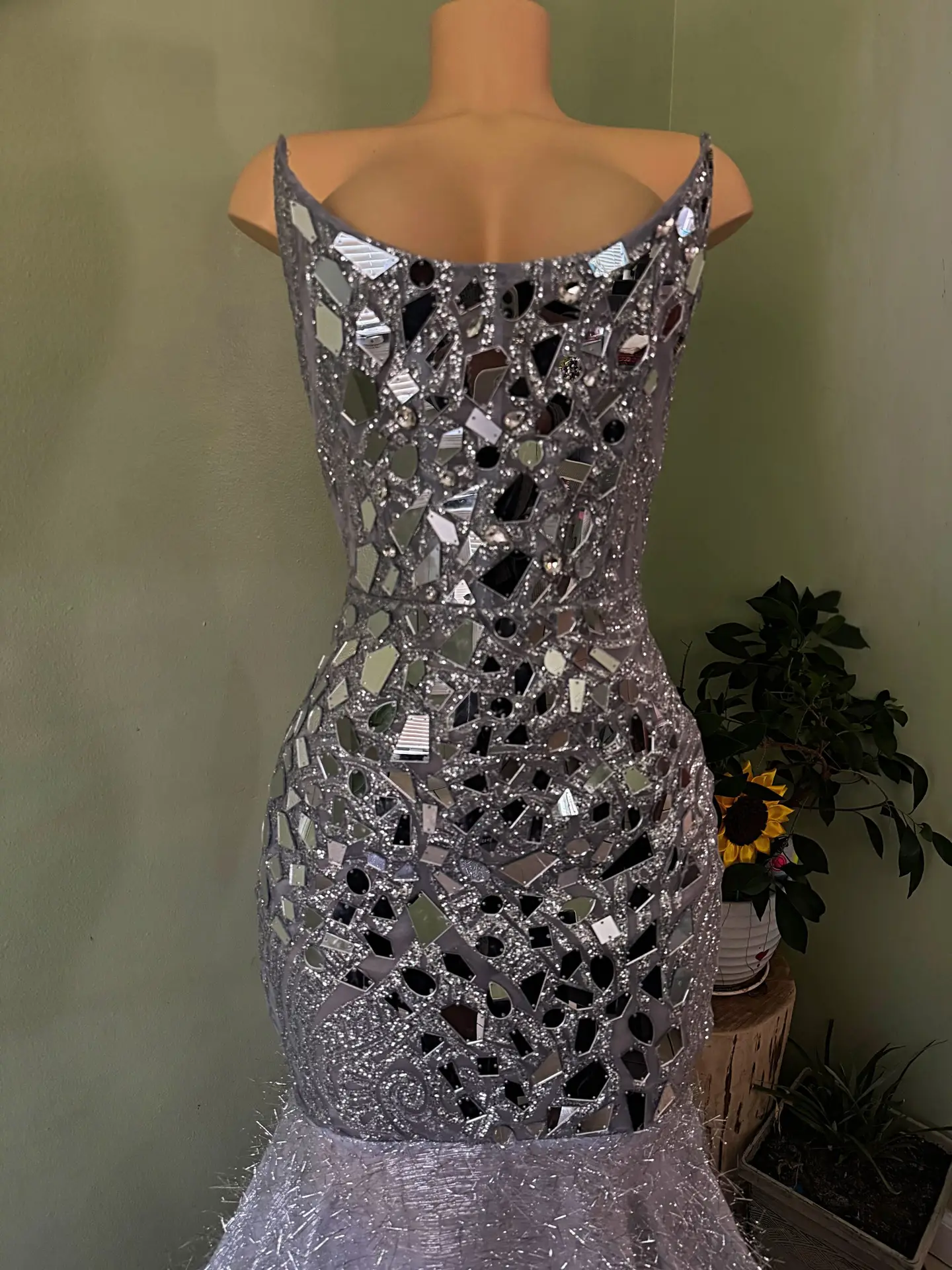 Silver Mirror Corset Mermaid Dress - Image 3