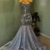 Discover the silver mirror corset mermaid dress with sparkling mirror embellishments, sculpted corset bodice, and elegant mermaid silhouette perfect for prom, pageants, galas, and luxury evening events.